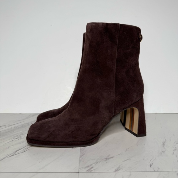 Sam Edelman Irie Brown Suede Square Toe Heeled Bootie 6 1/2 M - Picture 15 of 15